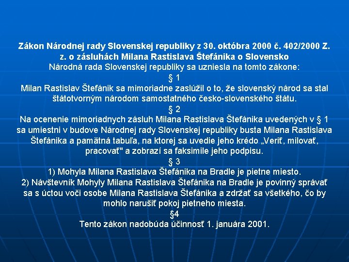 Zákon Národnej rady Slovenskej republiky z 30. októbra 2000 č. 402/2000 Z. z. o