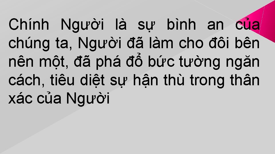 Chính Người là sự bình an của chúng ta, Người đã làm cho đôi