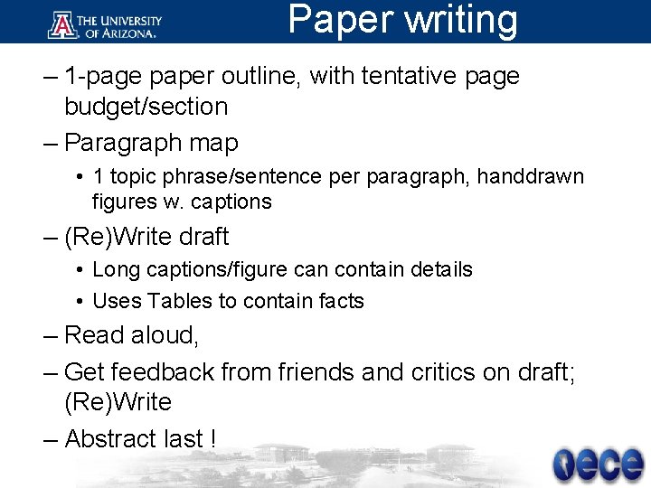 Paper writing – 1 -page paper outline, with tentative page budget/section – Paragraph map