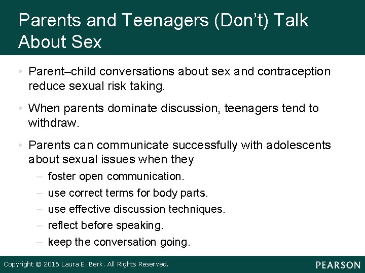 Parents and Teenagers (Don’t) Talk About Sex • Parent–child conversations about sex and contraception