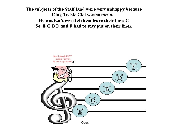 The subjects of the Staff land were very unhappy because King Treble Clef was