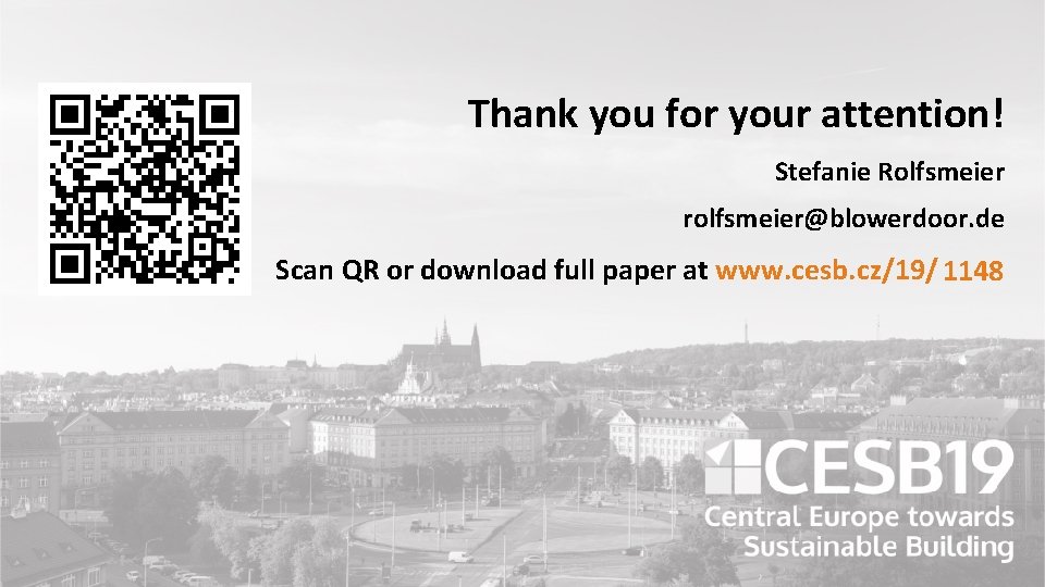 Thank you for your attention! Stefanie Rolfsmeier rolfsmeier@blowerdoor. de Scan QR or download full