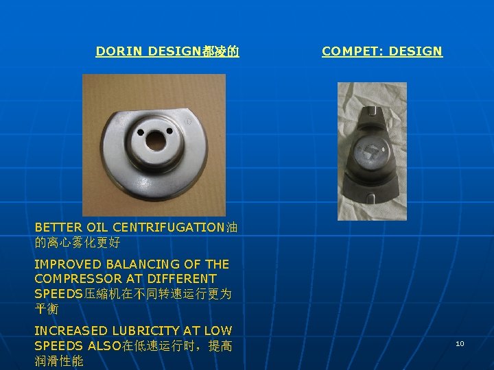 DORIN DESIGN都凌的 COMPET: DESIGN BETTER OIL CENTRIFUGATION油 的离心雾化更好 IMPROVED BALANCING OF THE COMPRESSOR AT