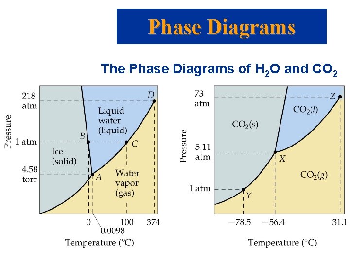 Phase Diagrams The Phase Diagrams of H 2 O and CO 2 