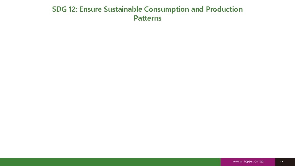 SDG 12: Ensure Sustainable Consumption and Production Patterns 15 15 