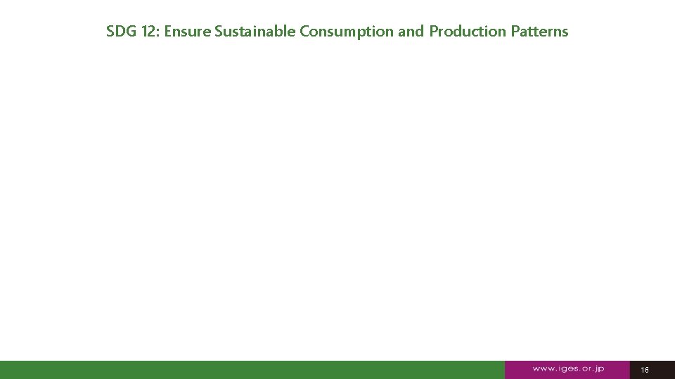 SDG 12: Ensure Sustainable Consumption and Production Patterns 16 16 