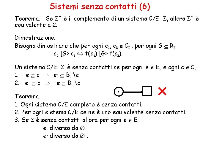 Sistemi senza contatti (6) Teorema. Se ^ è il complemento di un sistema C/E