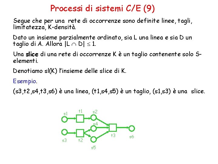 Processi di sistemi C/E (9) Segue che per una rete di occorrenze sono definite