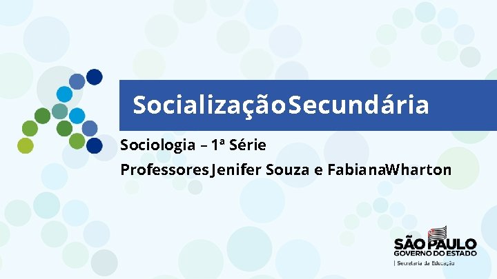 Socialização Secundária Sociologia – 1ª Série Professores Jenifer Souza e Fabiana. Wharton 