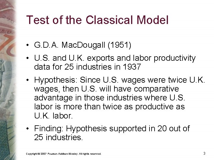 Test of the Classical Model • G. D. A. Mac. Dougall (1951) • U.