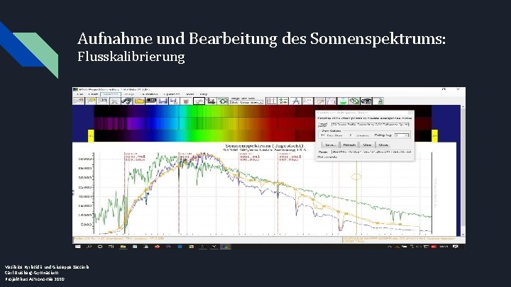 Aufnahme und Bearbeitung des Sonnenspektrums: Flusskalibrierung Vasileios Kyriazidis und Giuseppe Zaccaria Carl-Duisberg-Gymnasium Projektkurs Astronomie