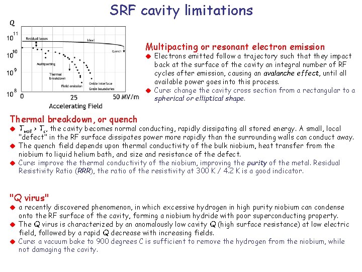SRF cavity limitations Multipacting or resonant electron emission u Electrons emitted follow a trajectory