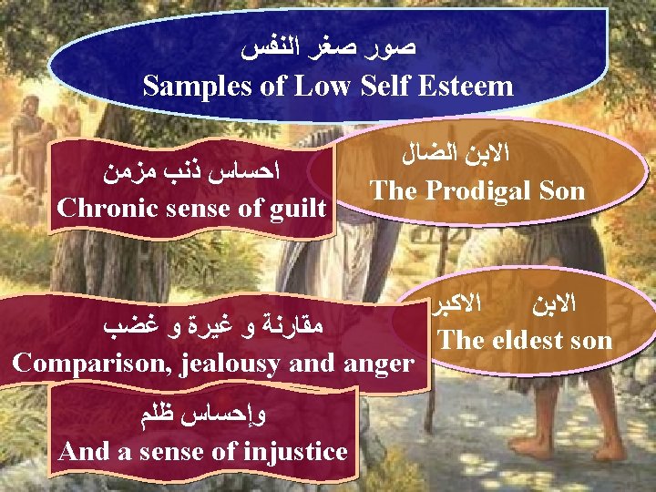  ﺻﻮﺭ ﺻﻐﺮ ﺍﻟﻨﻔﺲ Samples of Low Self Esteem ﺍﺣﺴﺎﺱ ﺫﻧﺐ ﻣﺰﻣﻦ Chronic sense
