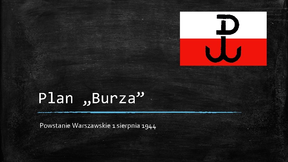 Plan Burza Powstanie Warszawskie 1 sierpnia 1944 Plan