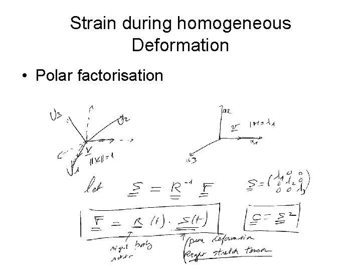 Strain during homogeneous Deformation • Polar factorisation 