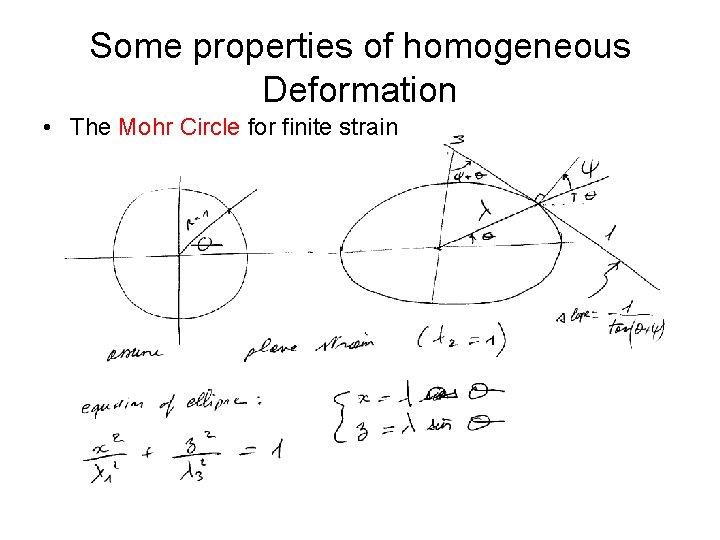 Some properties of homogeneous Deformation • The Mohr Circle for finite strain 