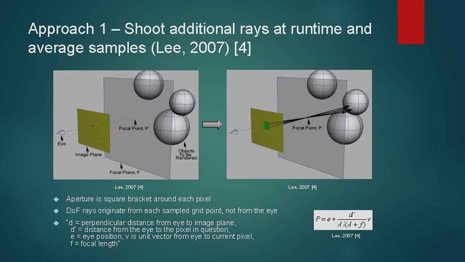 Approach 1 – Shoot additional rays at runtime and average samples (Lee, 2007) [4]