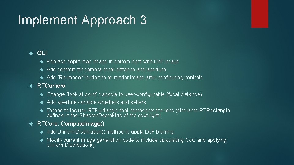 Implement Approach 3 GUI Replace depth map image in bottom right with Do. F