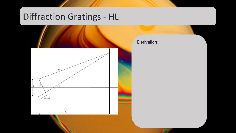 Diffraction Gratings - HL Derivation: Diffraction Gratings - HL Derivation: