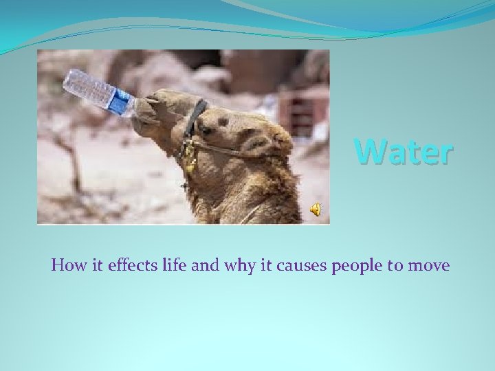 Water How it effects life and why it causes people to move 