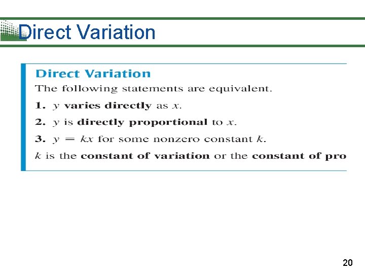 Direct Variation 20 