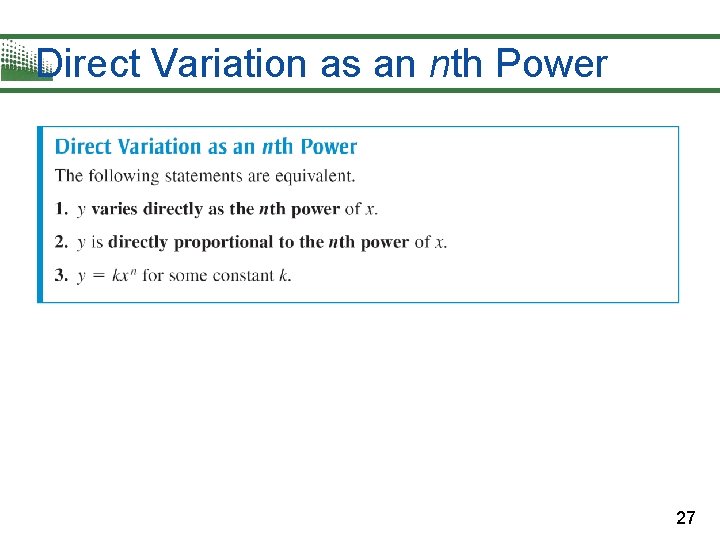 Direct Variation as an nth Power 27 