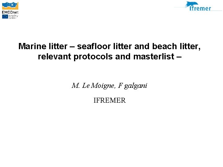 Marine litter – seafloor litter and beach litter, relevant protocols and masterlist – M.