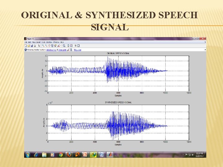 ORIGINAL & SYNTHESIZED SPEECH SIGNAL 