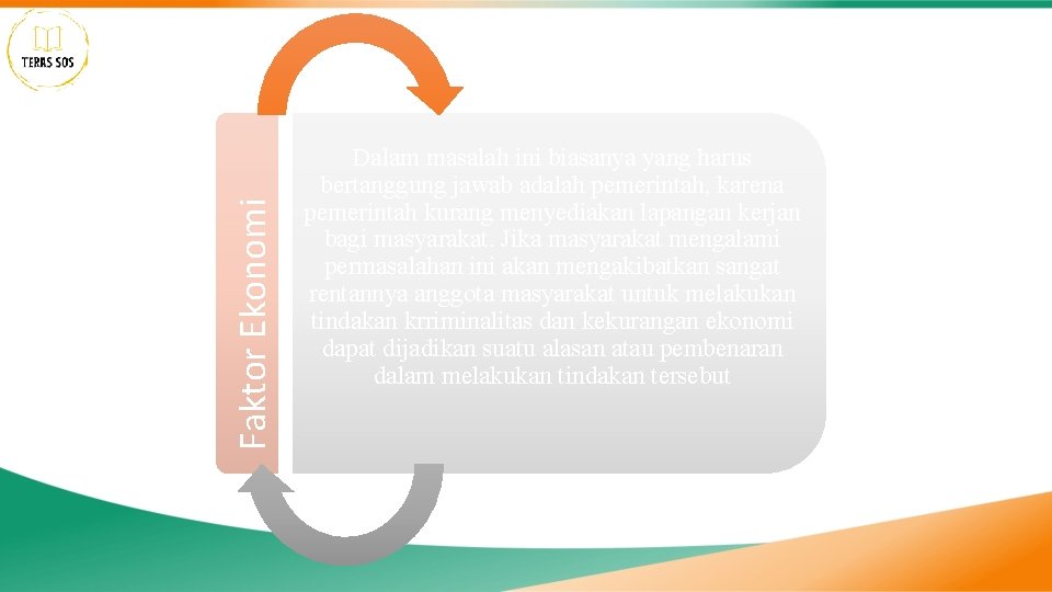 Faktor Ekonomi Dalam masalah ini biasanya yang harus bertanggung jawab adalah pemerintah, karena pemerintah