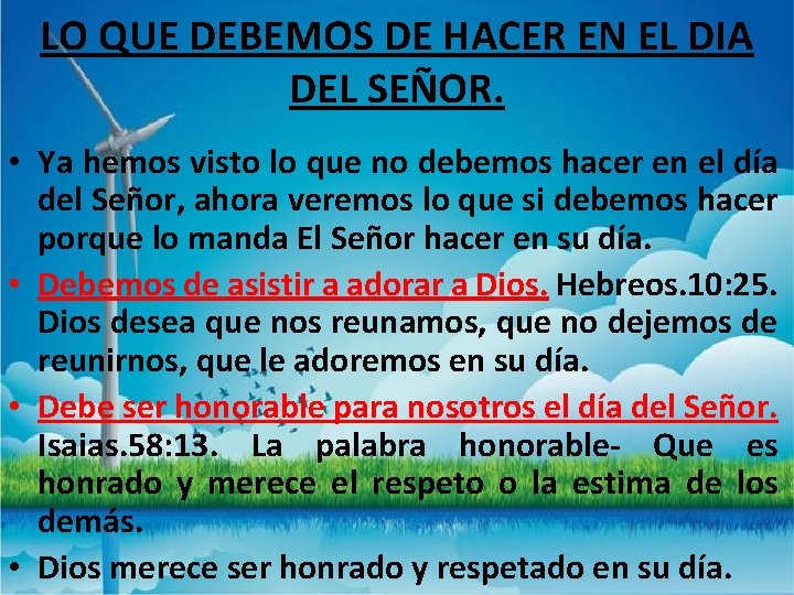 TEMA QUE HACER EN EL DIA DEL SEOR