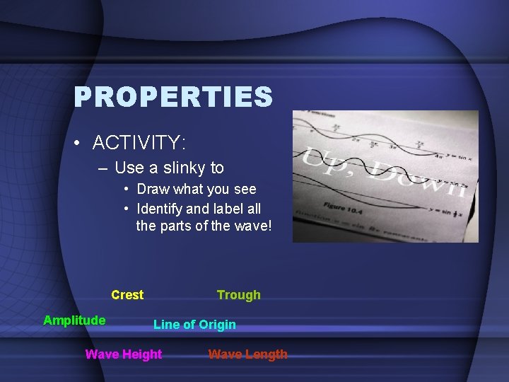 PROPERTIES • ACTIVITY: – Use a slinky to • Draw what you see •