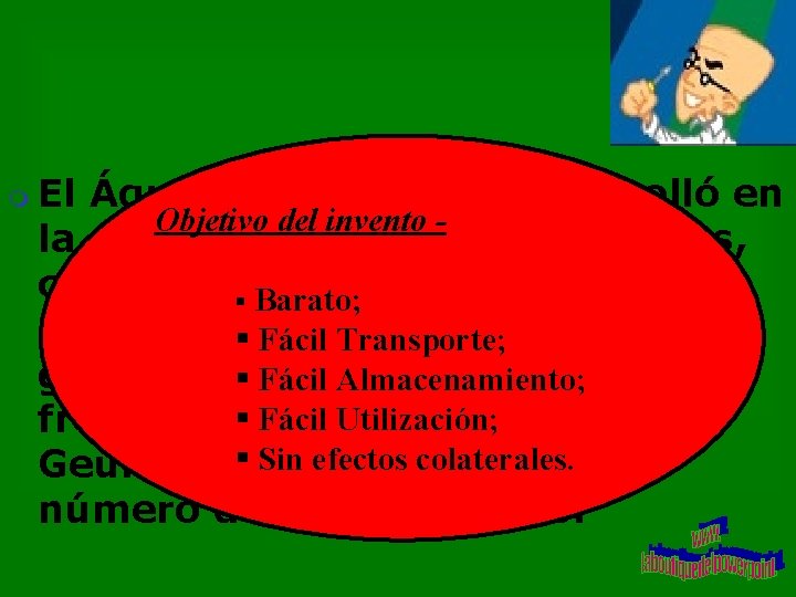 m El Água Oxigenada se desarrolló en Objetivo del invento la decada de 1920