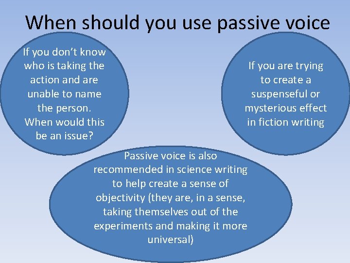 When should you use passive voice If you don’t know who is taking the