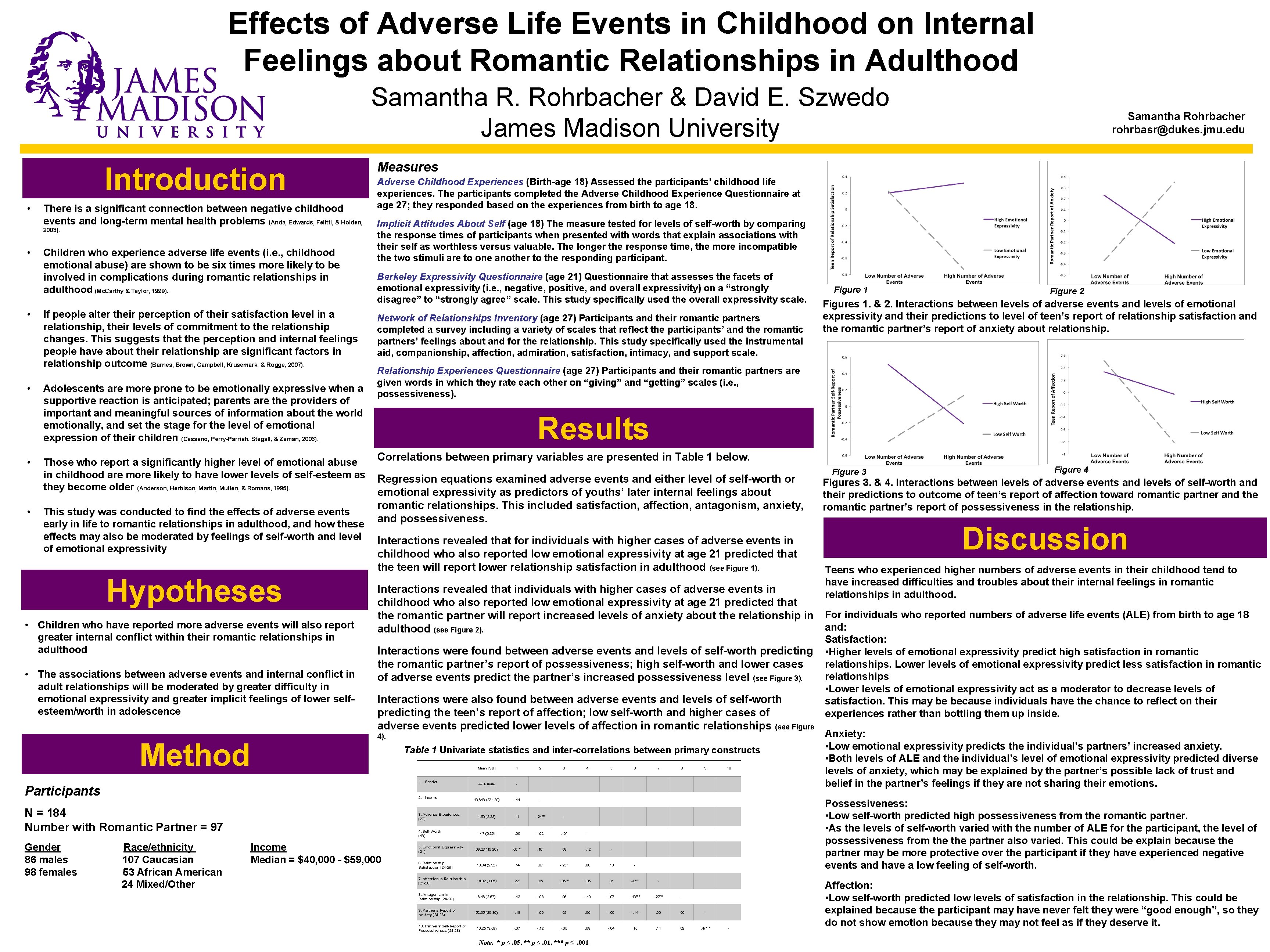 Effects of Adverse Life Events in Childhood on Internal Feelings about Romantic Relationships in