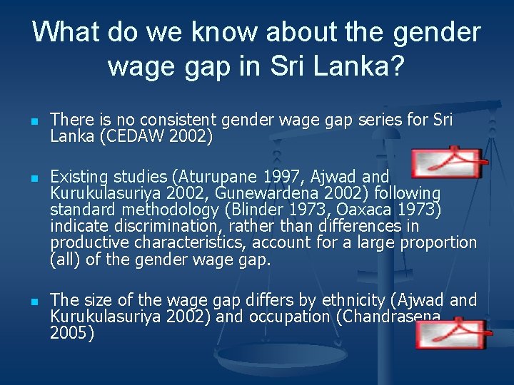 What do we know about the gender wage gap in Sri Lanka? n n