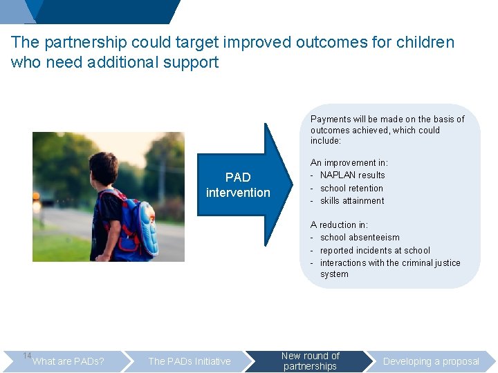 The partnership could target improved outcomes for children who need additional support Payments will