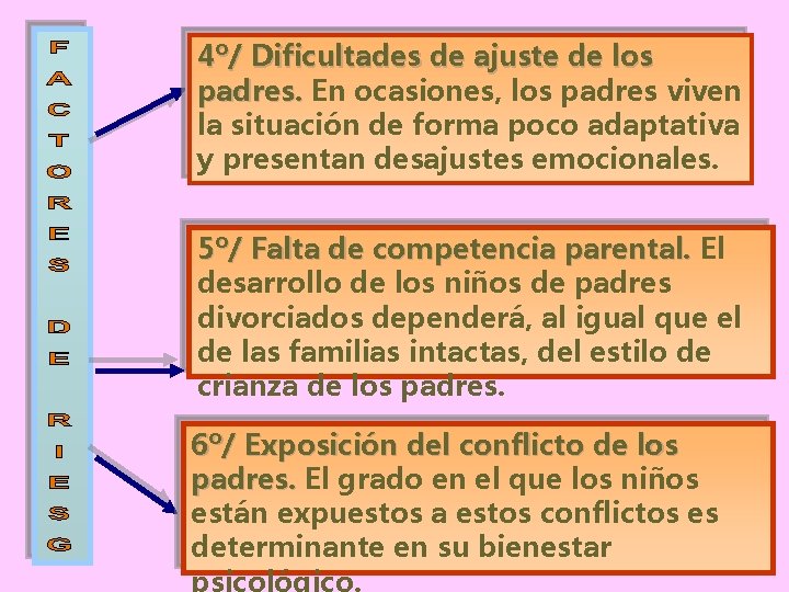 4º/ Dificultades de ajuste de los padres. En ocasiones, los padres viven la situación