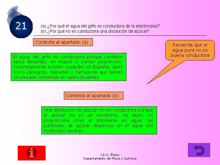 21 (a) ¿Por qué el agua del grifo es conductora de la electricidad? (b)