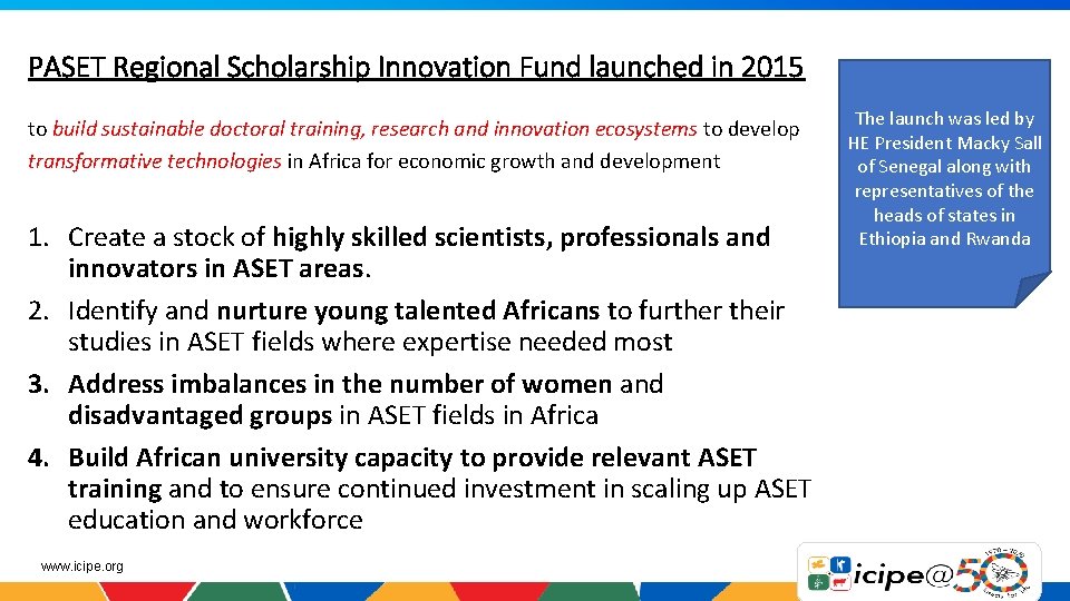 PASET Regional Scholarship Innovation Fund launched in 2015 to build sustainable doctoral training, research
