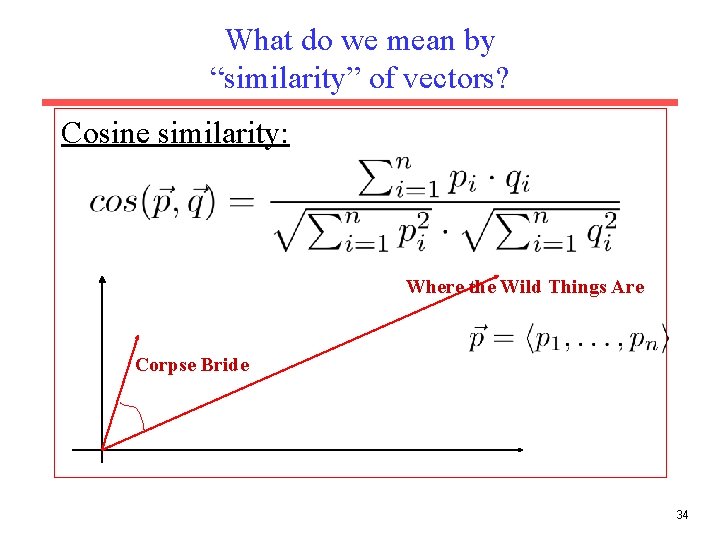 What do we mean by “similarity” of vectors? Cosine similarity: Where the Wild Things