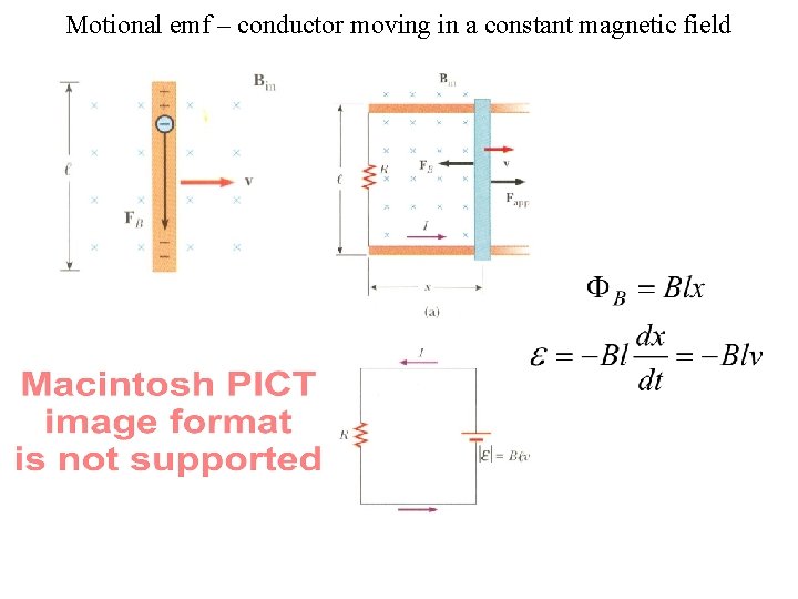 Motional emf – conductor moving in a constant magnetic field 