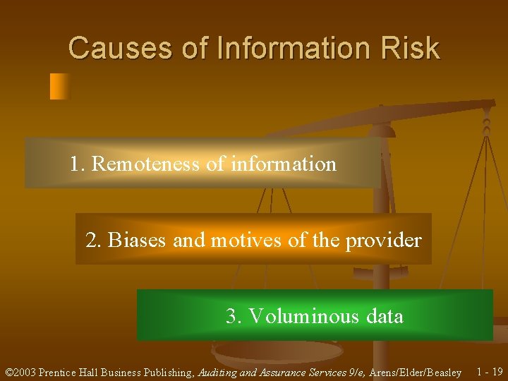 Causes of Information Risk 1. Remoteness of information 2. Biases and motives of the