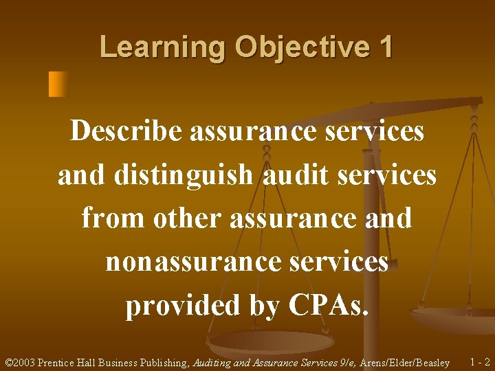 Learning Objective 1 Describe assurance services and distinguish audit services from other assurance and