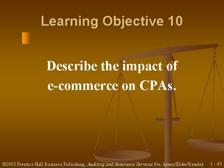 Learning Objective 10 Describe the impact of e-commerce on CPAs. © 2003 Prentice Hall