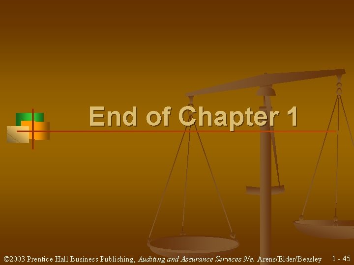 End of Chapter 1 © 2003 Prentice Hall Business Publishing, Auditing and Assurance Services