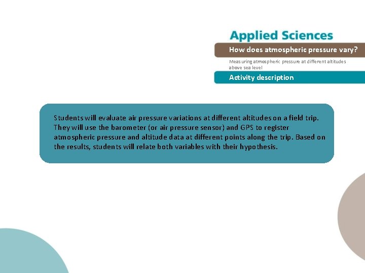 How does atmospheric pressure vary? Measuring atmospheric pressure at different altitudes above sea level