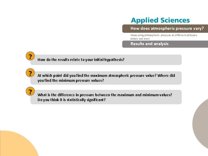 How does atmospheric pressure vary? Measuring atmospheric pressure at different altitudes above sea level