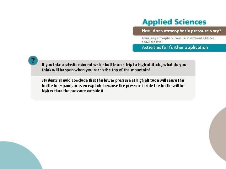 How does atmospheric pressure vary? Measuring atmospheric pressure at different altitudes above sea level