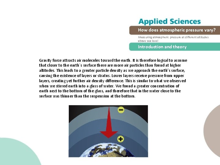 How does atmospheric pressure vary? Measuring atmospheric pressure at different altitudes above sea level