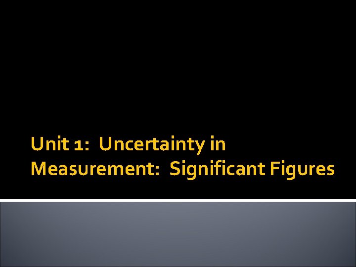 Unit 1: Uncertainty in Measurement: Significant Figures 